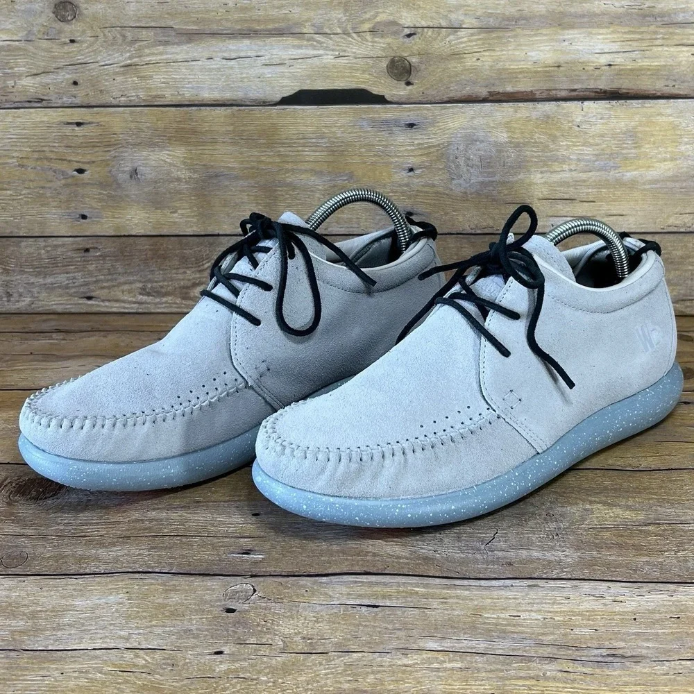 Worldboots Sz 8  Mens Moccasin Sneakers 100% Leather‎ Suede Light blue Color